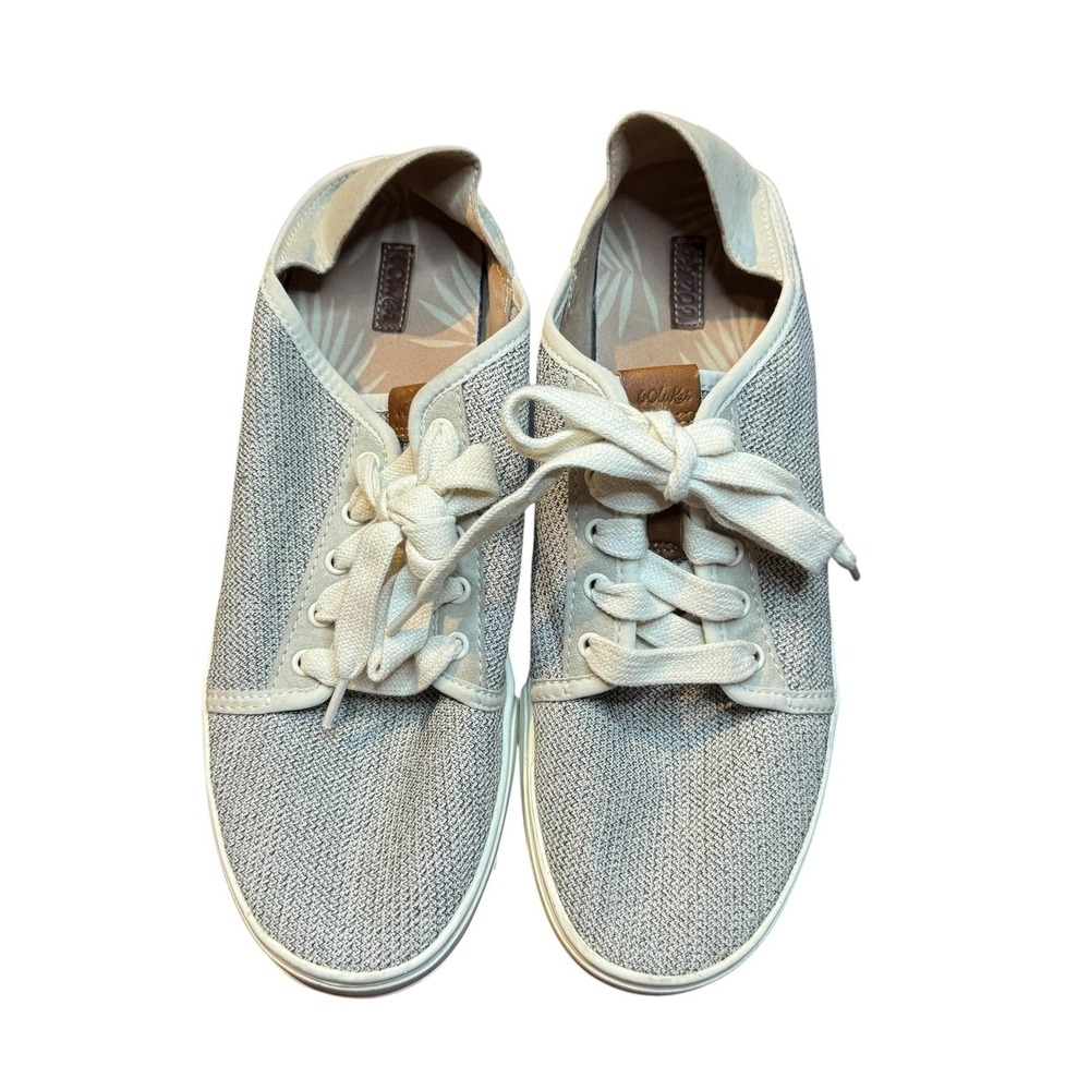 OluKai Pehuea Li Shoes Womens Size 11 Gray Woven Lace Up Sneakers Casual